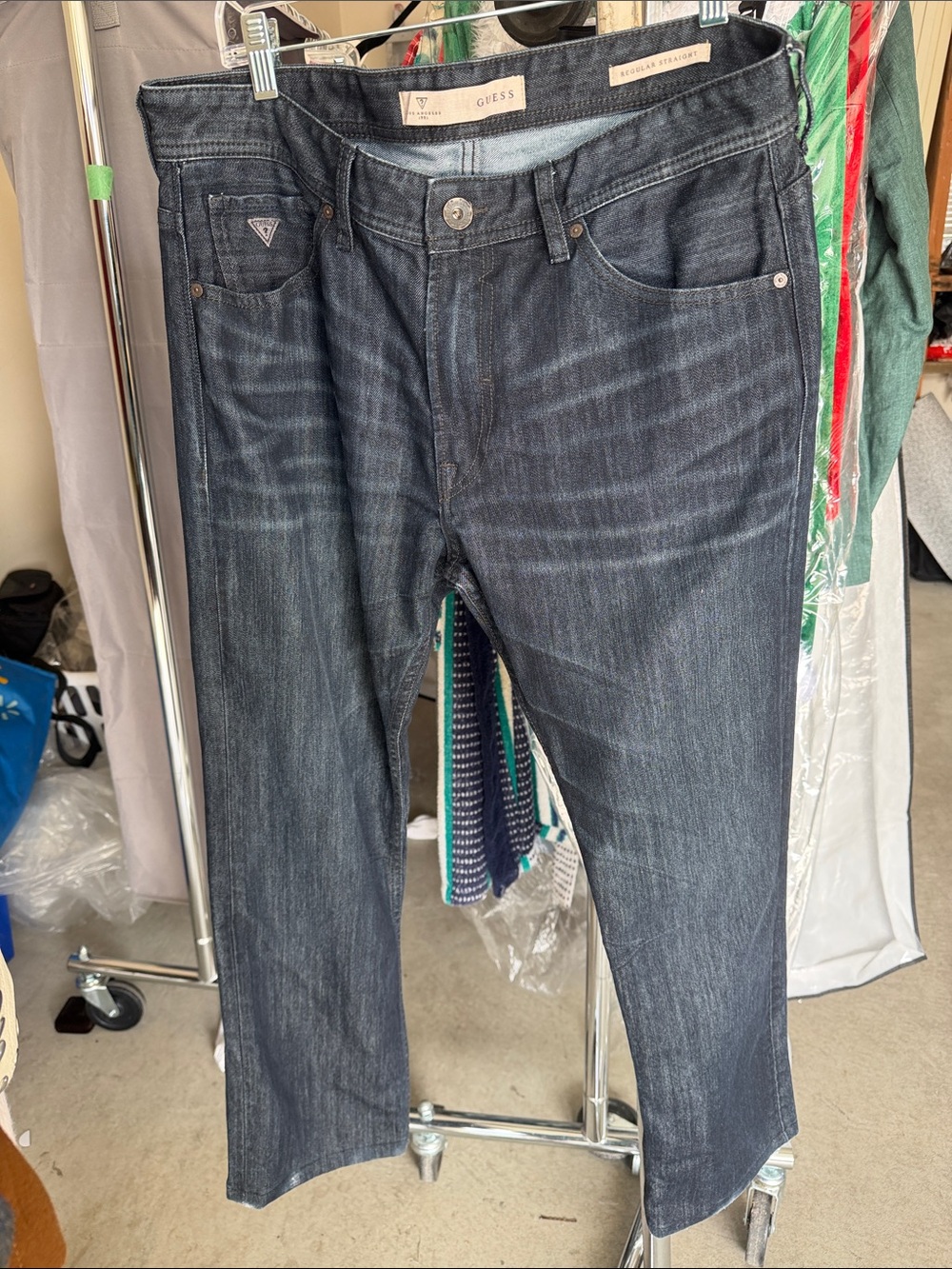 GUESS Men’s Black-Blue Straight Leg Jeans